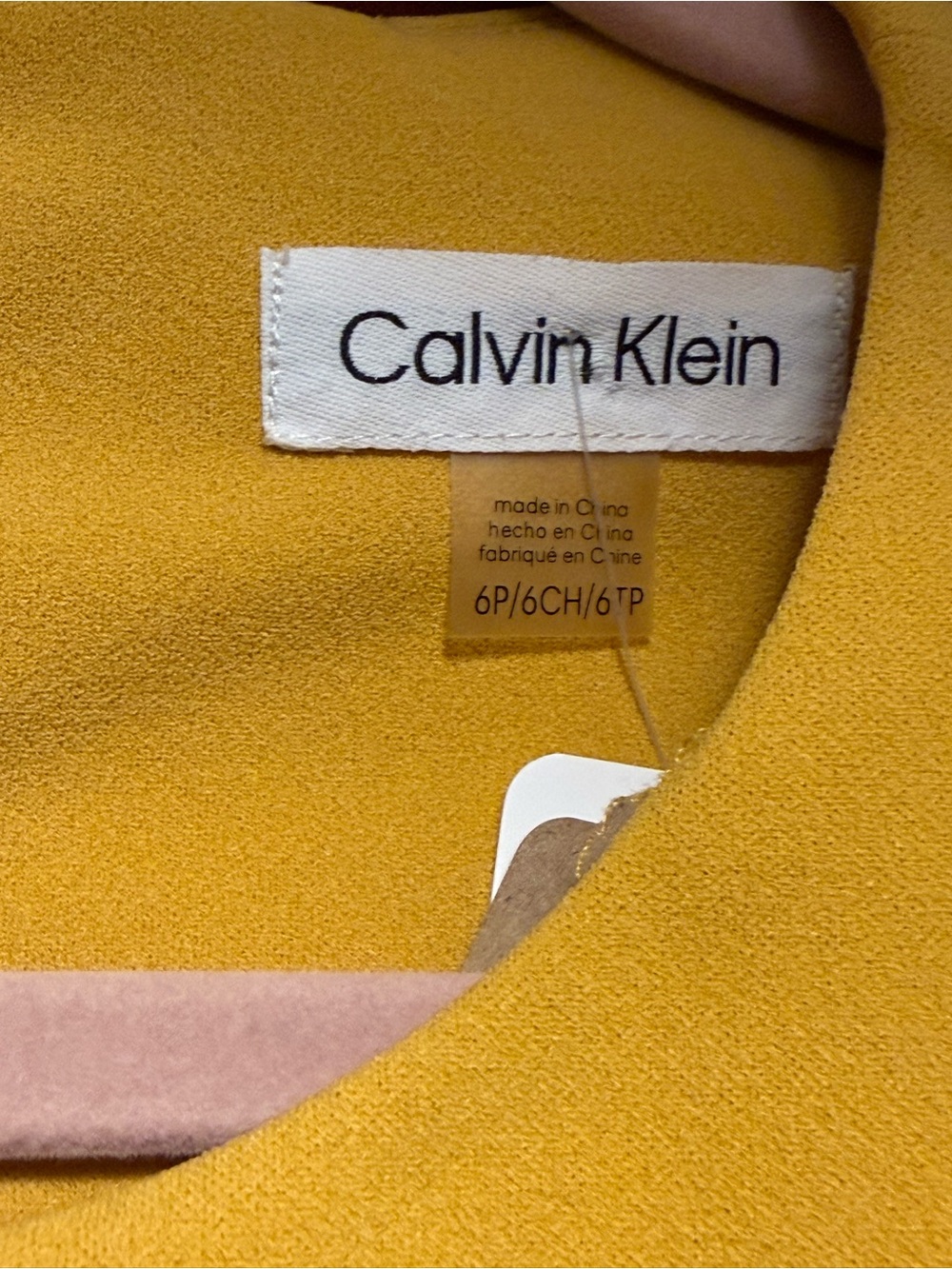Calvin Klein Mustard Yellow A-Line Long Sleeve Dress - Picture 3 of 5